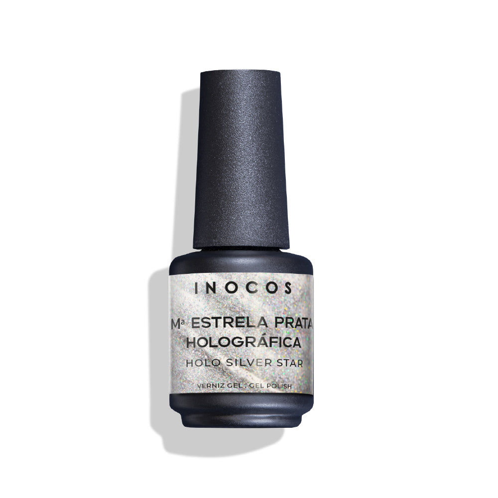 ESMALTE SEMIPERMANENTE INOCOS MARÍA ESTRELA PRATA HOLOGRÁFICA